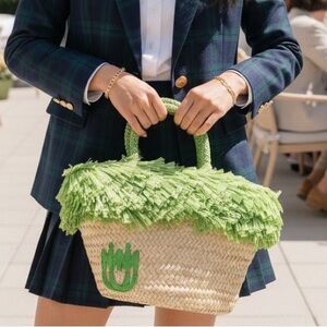 👜🌾 Miu Miu Palmito Fringe Raffia Tote – Naturale + Prato Green 🌾👜